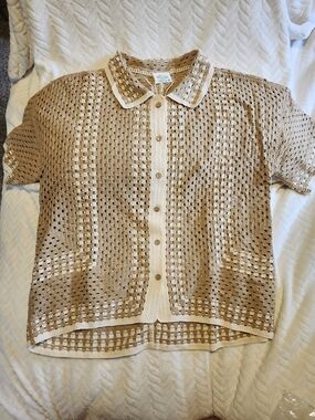 NWT - NEW'M  Open Knit Button-Front Sweater M/L